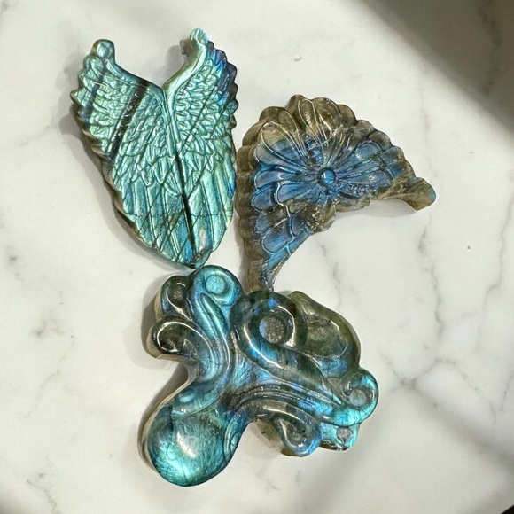 Carved Labradorite Sculpture Collection (3 Pieces) - Picture 2 of 11